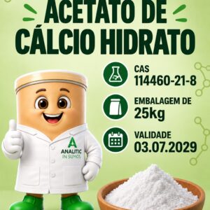Acetato de Cálcio Hidrato 97-98% 25kg CAS [114460-21-8]
