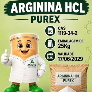 Arginina (L-Arginina) HCL Purex - CAS [1119-34-2] - Embalagem com  25kg