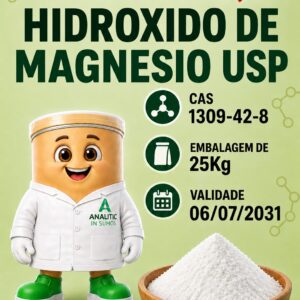 Hidróxido de Magnésio USP - CAS  [1309-42-8] -  Embalagem com 25Kg