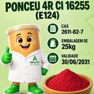 Ponceu 4R CI 16255 (E124) - CAS [2611-82-7] Embalagem com 25Kg